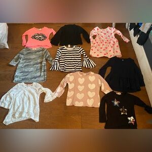 Zara Kids Long Sleeve Top with Heart Design - Pink and White